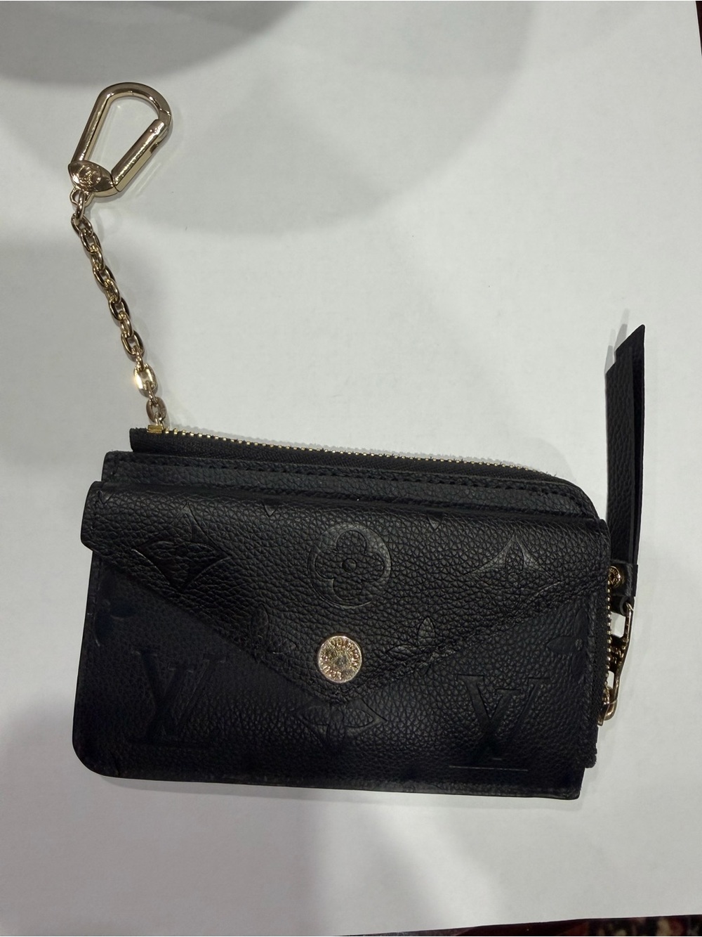 Black Leather Card Wallet with Chain